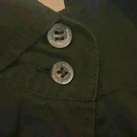 Vintage Hugo Boss Black Tailored Shirt Dress Minimalist Midi 90s Workwear - Picture 4 of 6